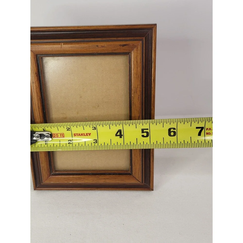 Vintage Brown Wood Picture Frame 5x7 Tiered Molding Tabletop Wall Mount